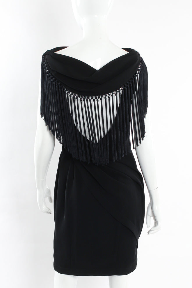 Vintage Thierry Mugler Gathered Fringe Mini Dress mannequin back close @ Recess LA