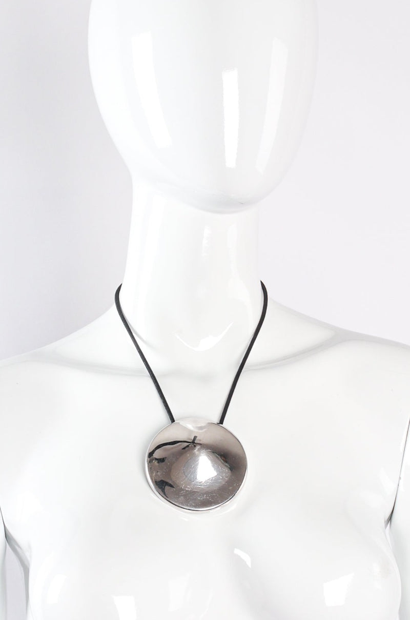 Vintage Thierry Mugler Numbered Disc Pendant Necklace on mannequin at Recess Los Angeles