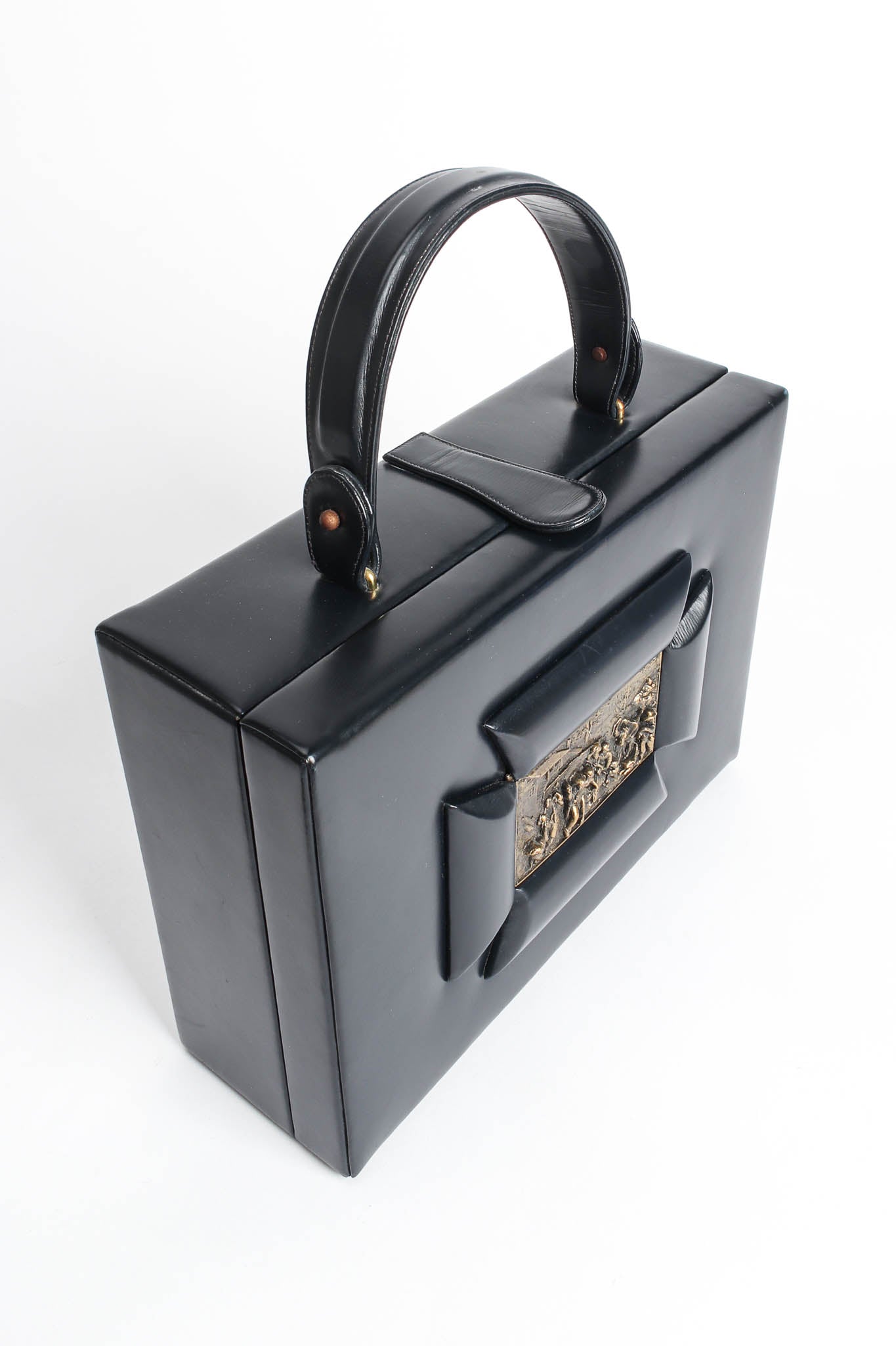Vintage Berger Bags Art Tablet Leather Box Bag top angle @ Recess LA