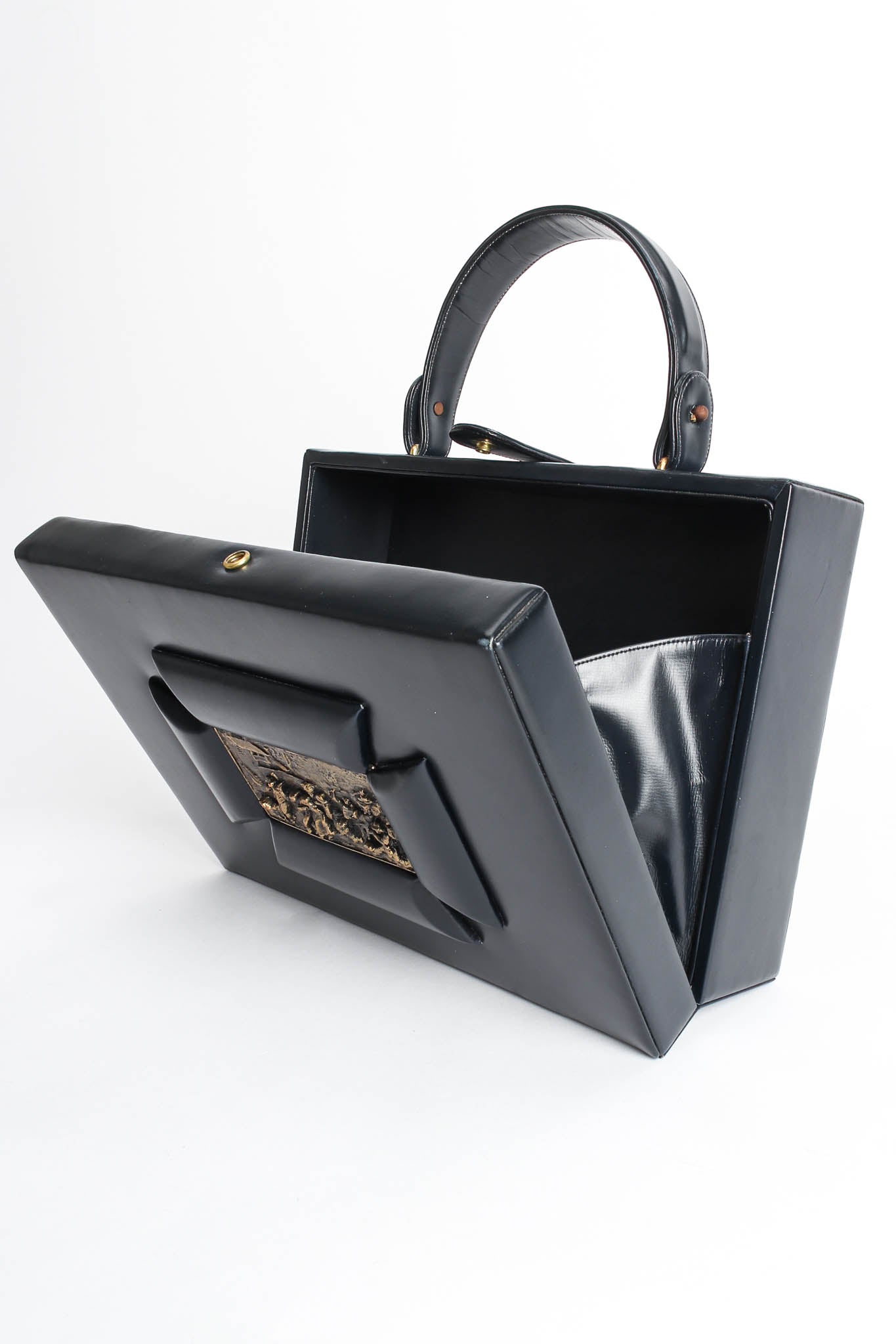 Vintage Berger Bags Art Tablet Leather Box Bag opened @ Recess LA