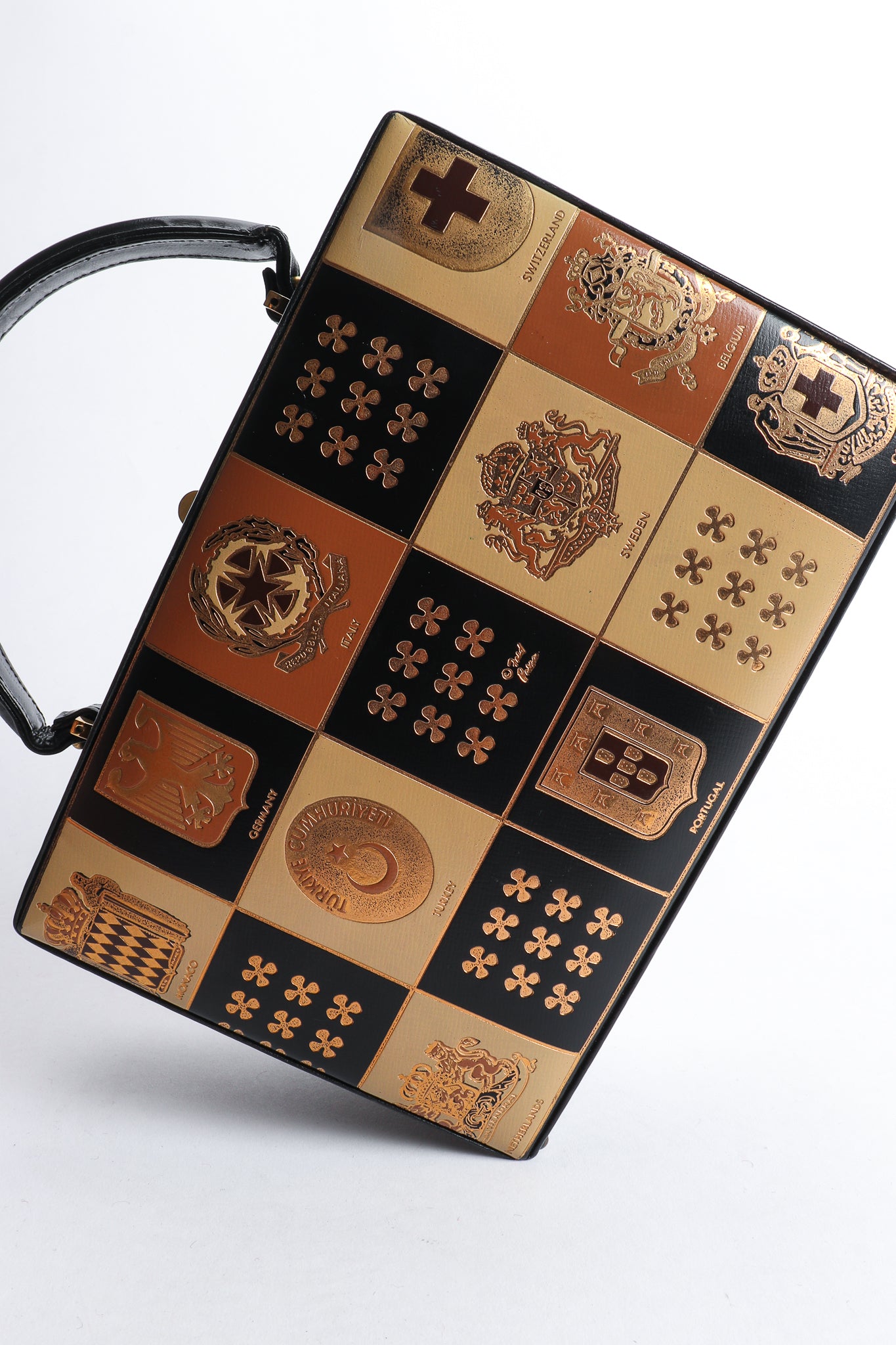 Vintage Murray Kruger Gold Foil European Crest Box Bag at Recess Los Angeles