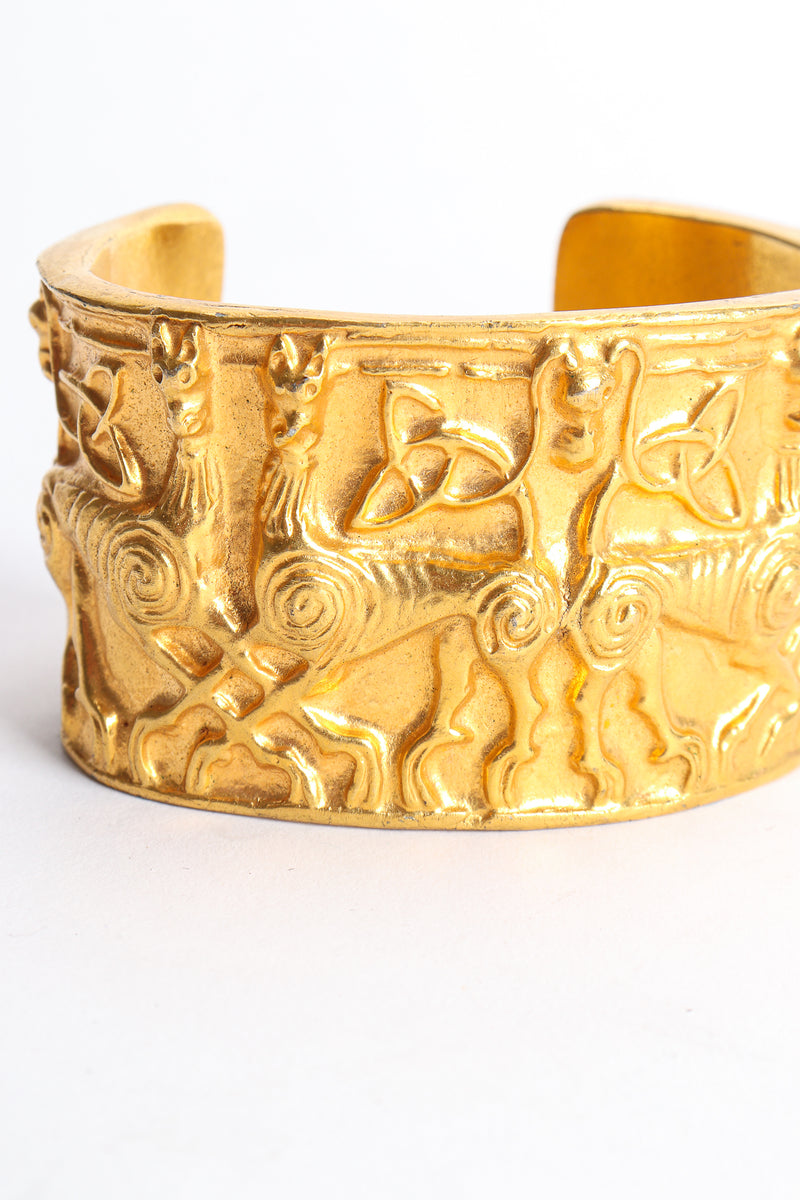 Vintage Metropolitan Museum of Art 1977 NMD Gold Xolo Dog Cuff Bracelet Detail at Recess LA