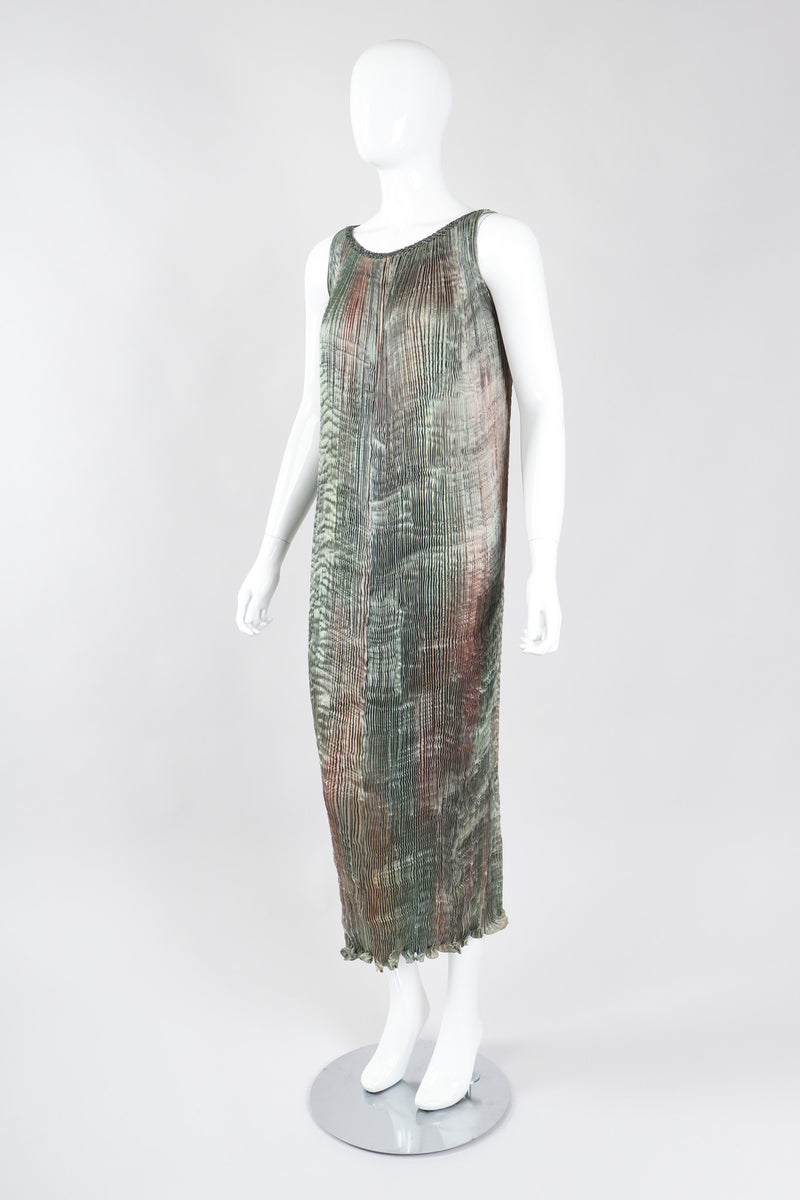 Recess Los Angeles Vintage Patricia Lester Ocean Seagrass Pleated Silk Dress