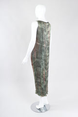 Recess Los Angeles Vintage Patricia Lester Ocean Seagrass Pleated Silk Dress