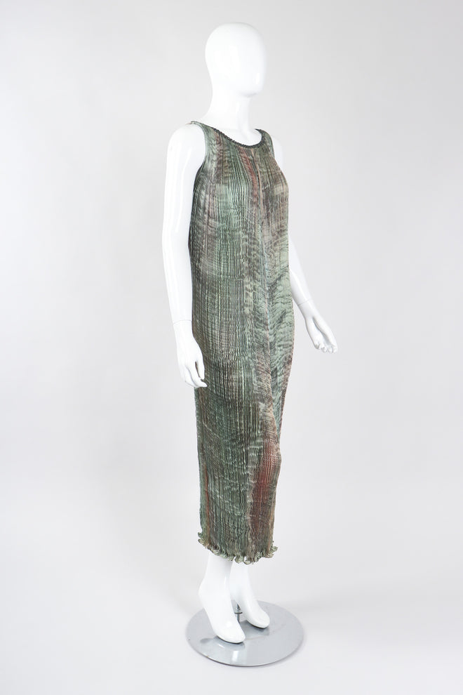Recess Los Angeles Vintage Patricia Lester Ocean Seagrass Pleated Silk Dress