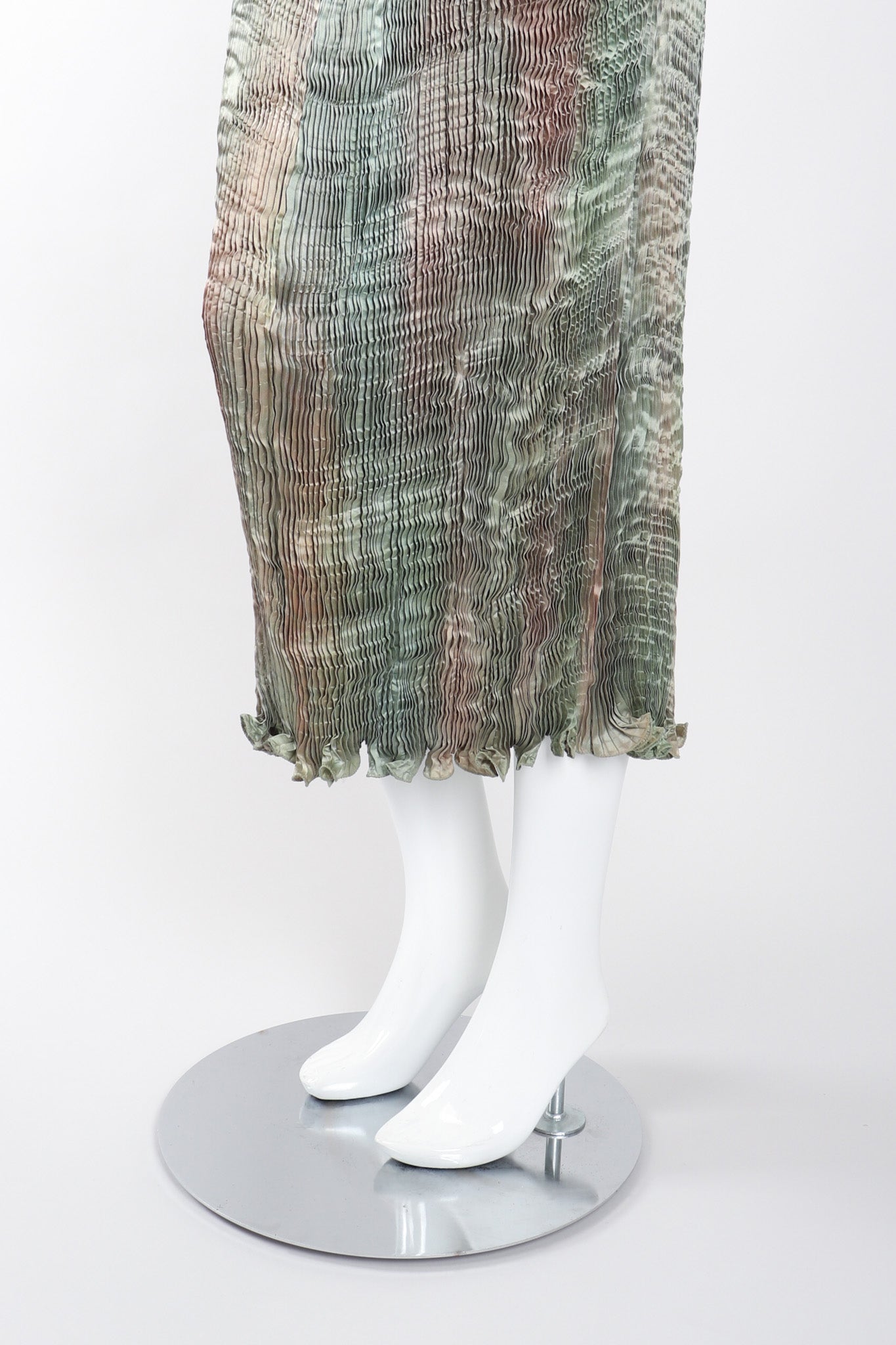 Recess Los Angeles Vintage Patricia Lester Ocean Seagrass Pleated Silk Dress