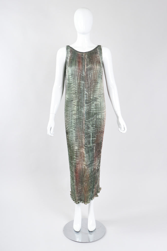 Recess Los Angeles Vintage Patricia Lester Ocean Seagrass Pleated Silk Dress