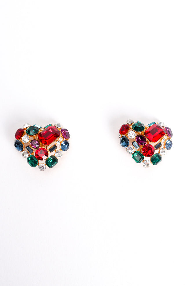 Vintage Les Bernard Vc Rainbow Crystal Heart Earrings at Recess Los Angeles