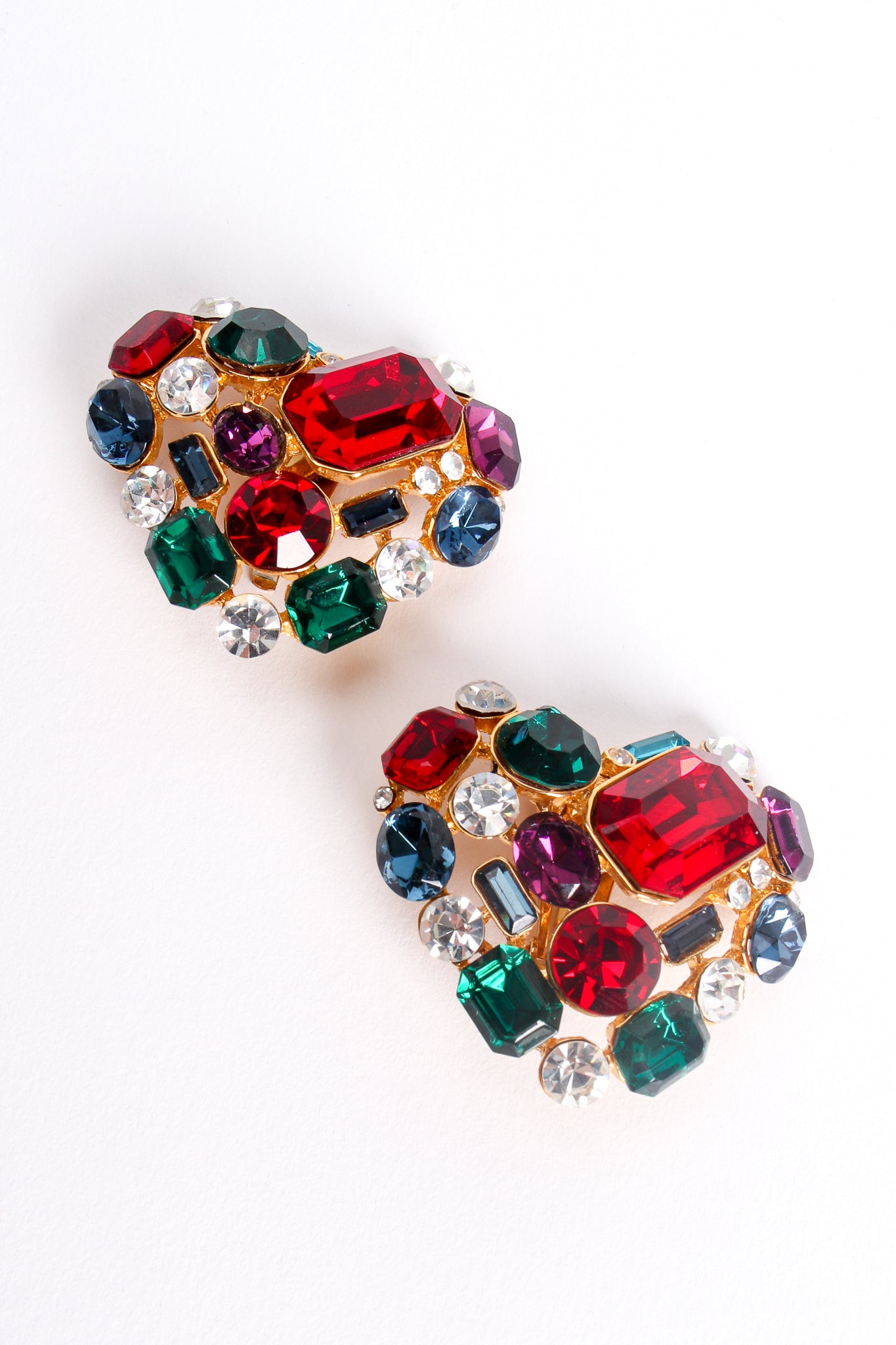 Vintage Les Bernard Vc Rainbow Crystal Heart Earrings at Recess Los Angeles