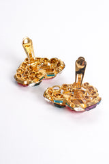 Vintage Les Bernard Vc Rainbow Crystal Heart Earrings backside at Recess Los Angeles