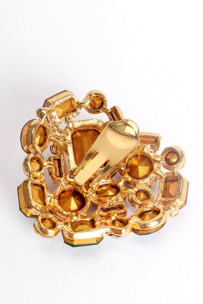 Vintage Les Bernard Vc Rainbow Crystal Heart Earrings backside at Recess Los Angeles