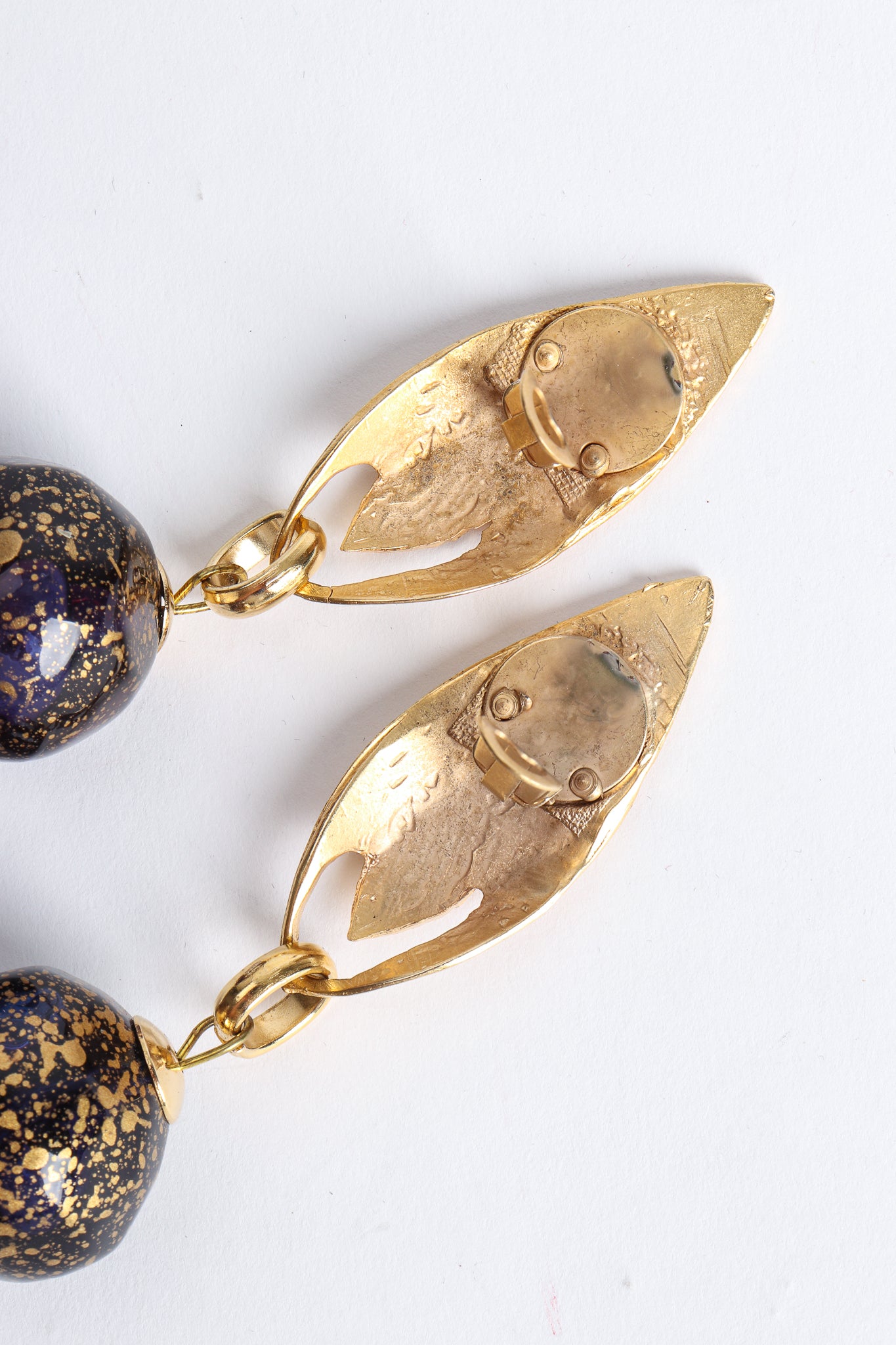 Vintage Leaf Glass Bead Ball Drop Earrings clip backs at Recess Los Angeles