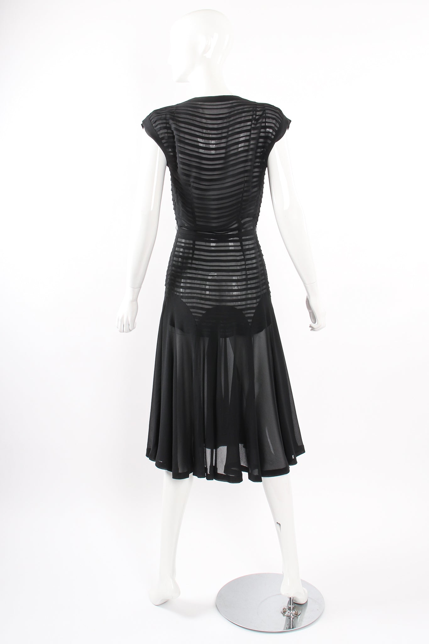 Vintage 30s 40s Silk Chiffon Pintuck Dress on Mannequin back at Recess Los Angeles