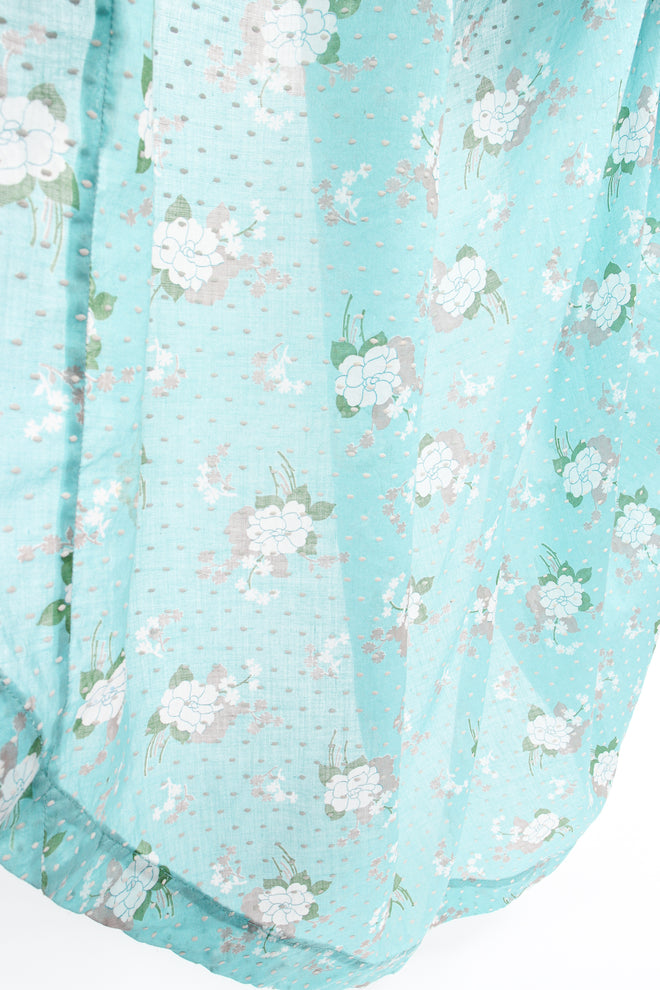 Vintage Cotton Floral Swiss Dot Maxi Dress fabric detail at Recess Los Angeles