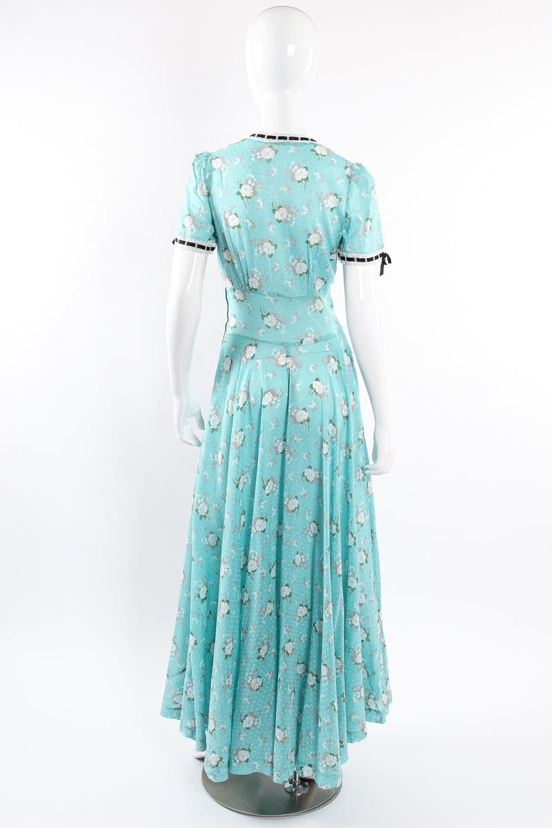 Vintage Cotton Floral Swiss Dot Maxi Dress on Mannequin back at Recess Los Angeles
