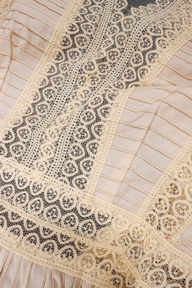 Vintage Mexican Lace Pintuck Prairie Dress front detail @ Recess Los Angeles