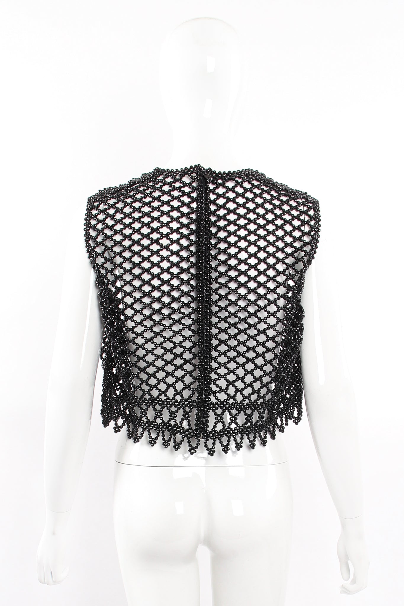 Vintage 60s Bead Mesh Boxy Top on Mannequin back at Recess Los Angeles