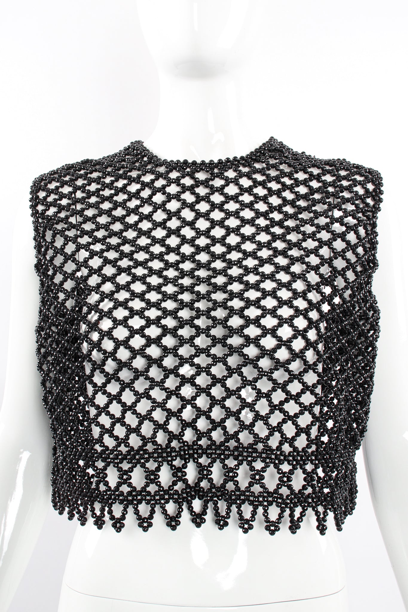 Vintage 60s Bead Mesh Boxy Top on Mannequin crop at Recess Los Angeles