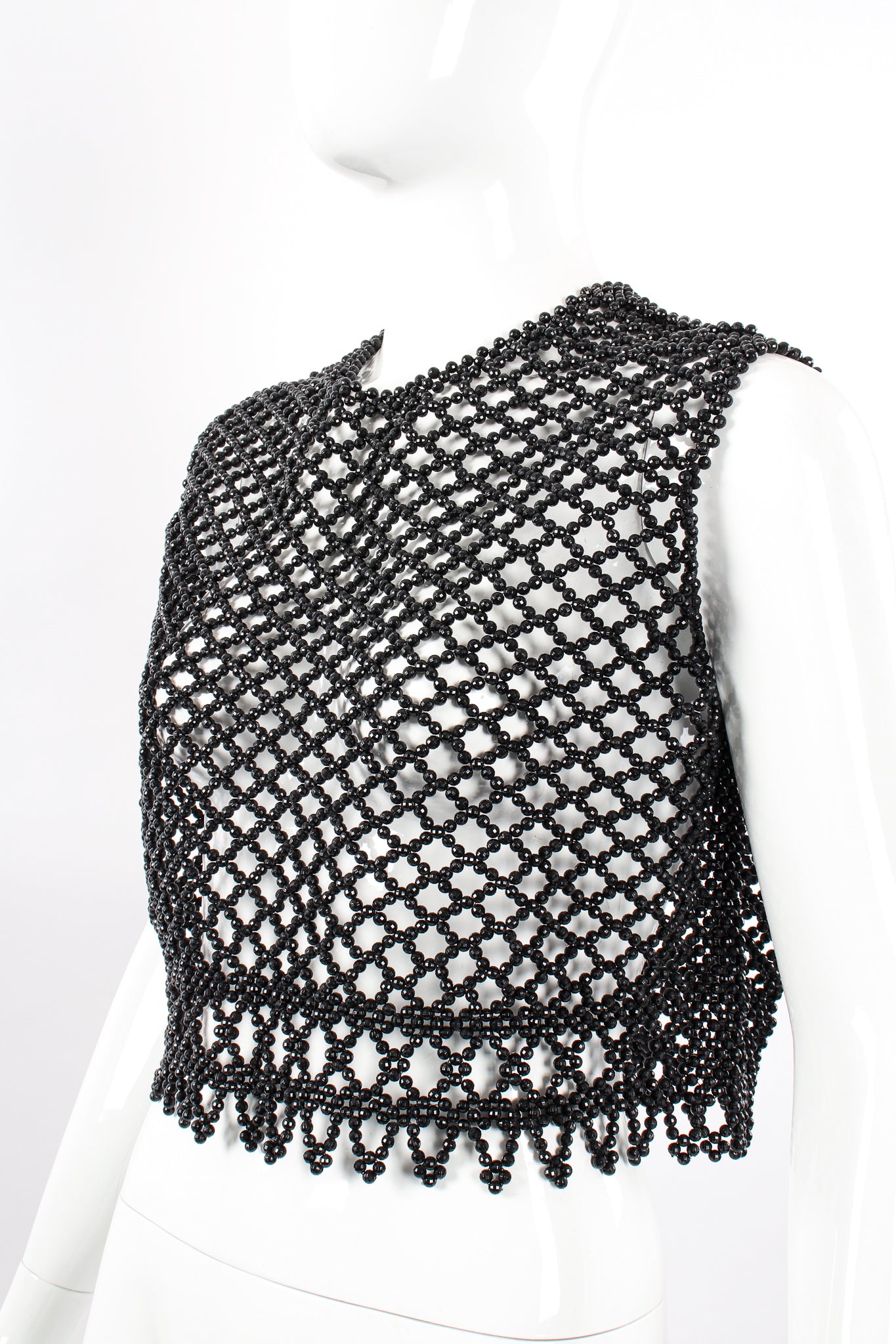 Vintage 60s Bead Mesh Boxy Top on Mannequin crop at Recess Los Angeles