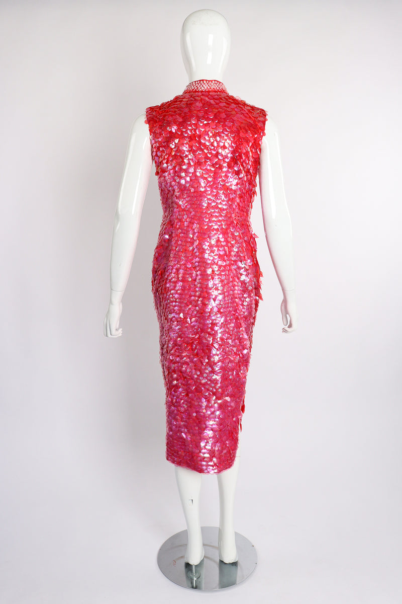 Vintage Sequined Cheongsam Sheath Dress on Mannequin Back at Recess Los Angeles