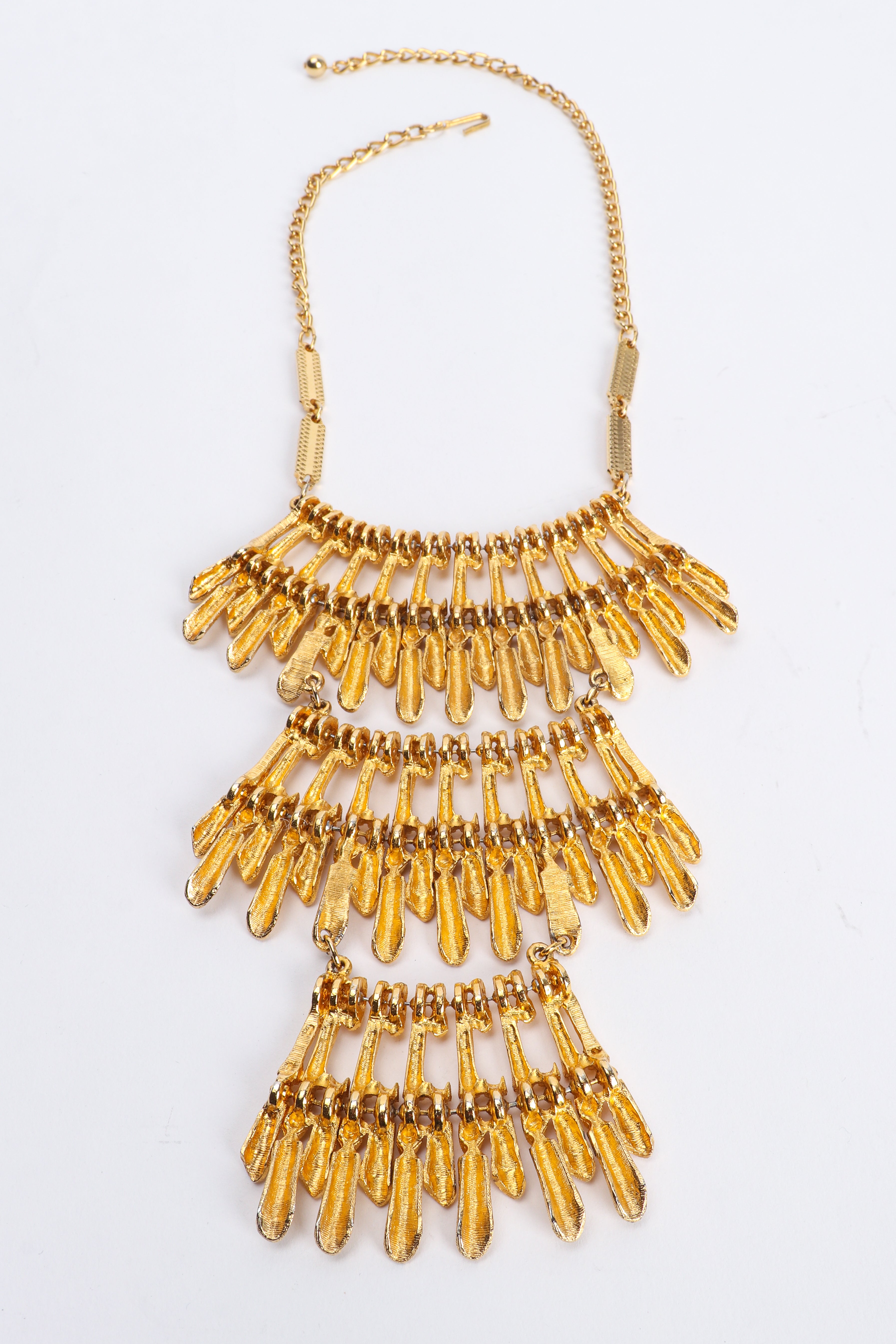 Vintage Gold Tiered Burst Bib Necklace backside at Recess Los Angeles