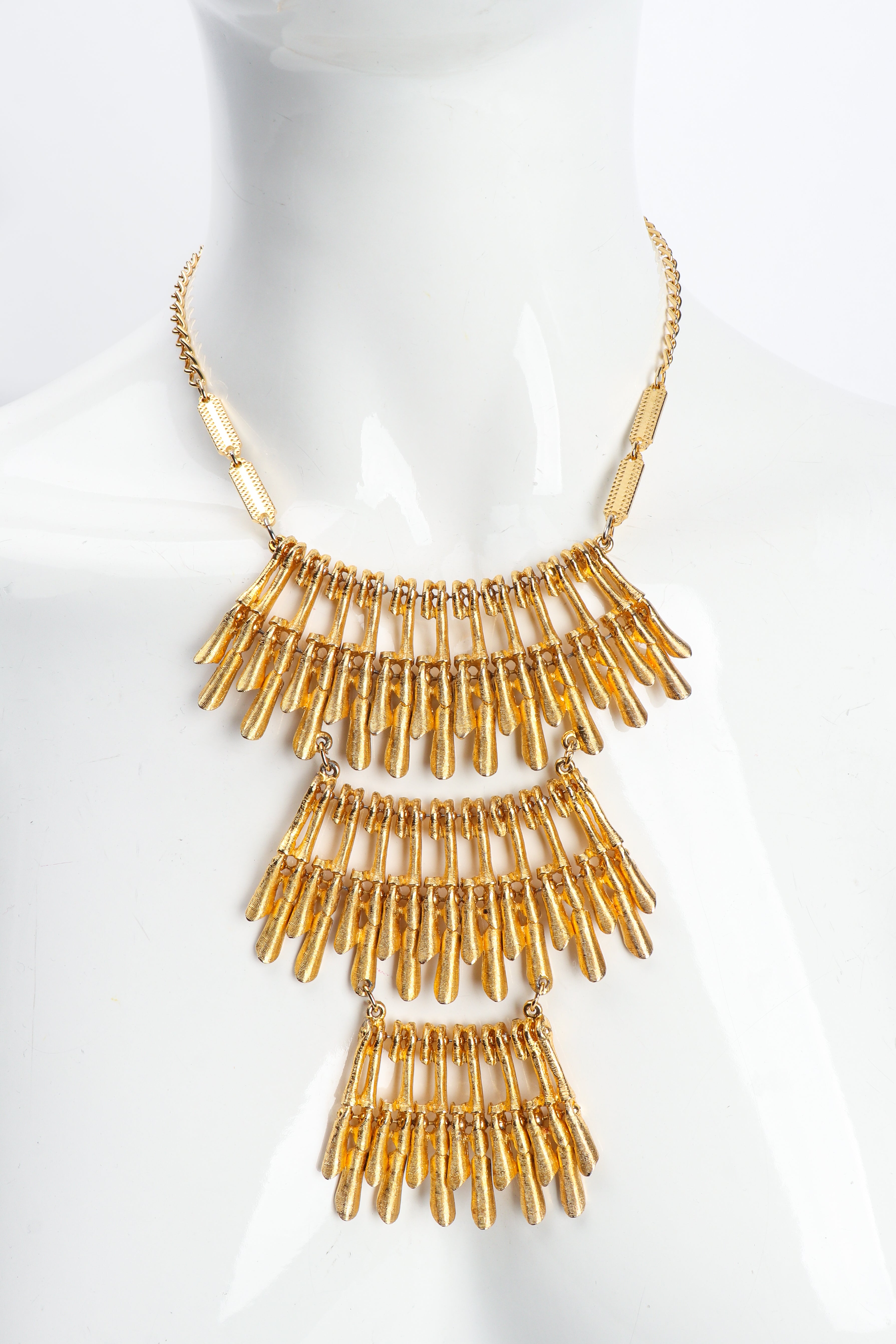 Vintage Gold Tiered Burst Bib Necklace on Mannequin at Recess Los Angeles