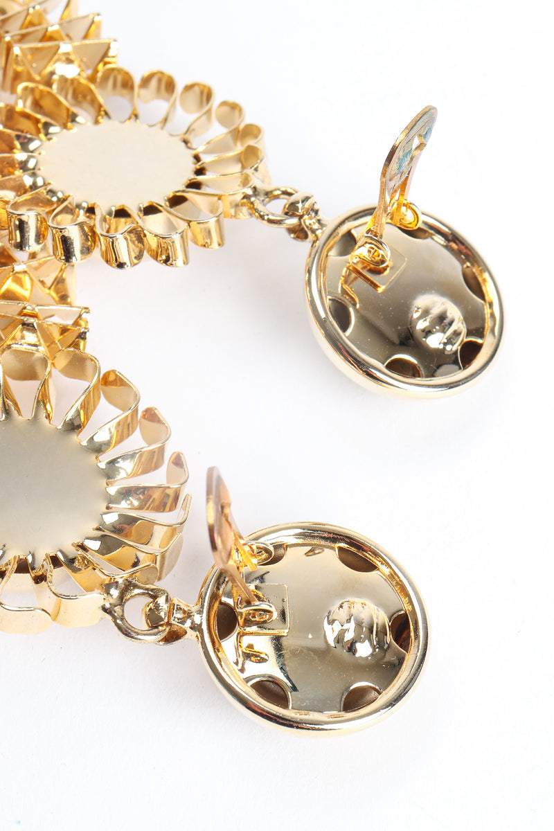 Vintage Gold Flower Pom Pom Drop Earrings Clip Back at Recess Los Angeles