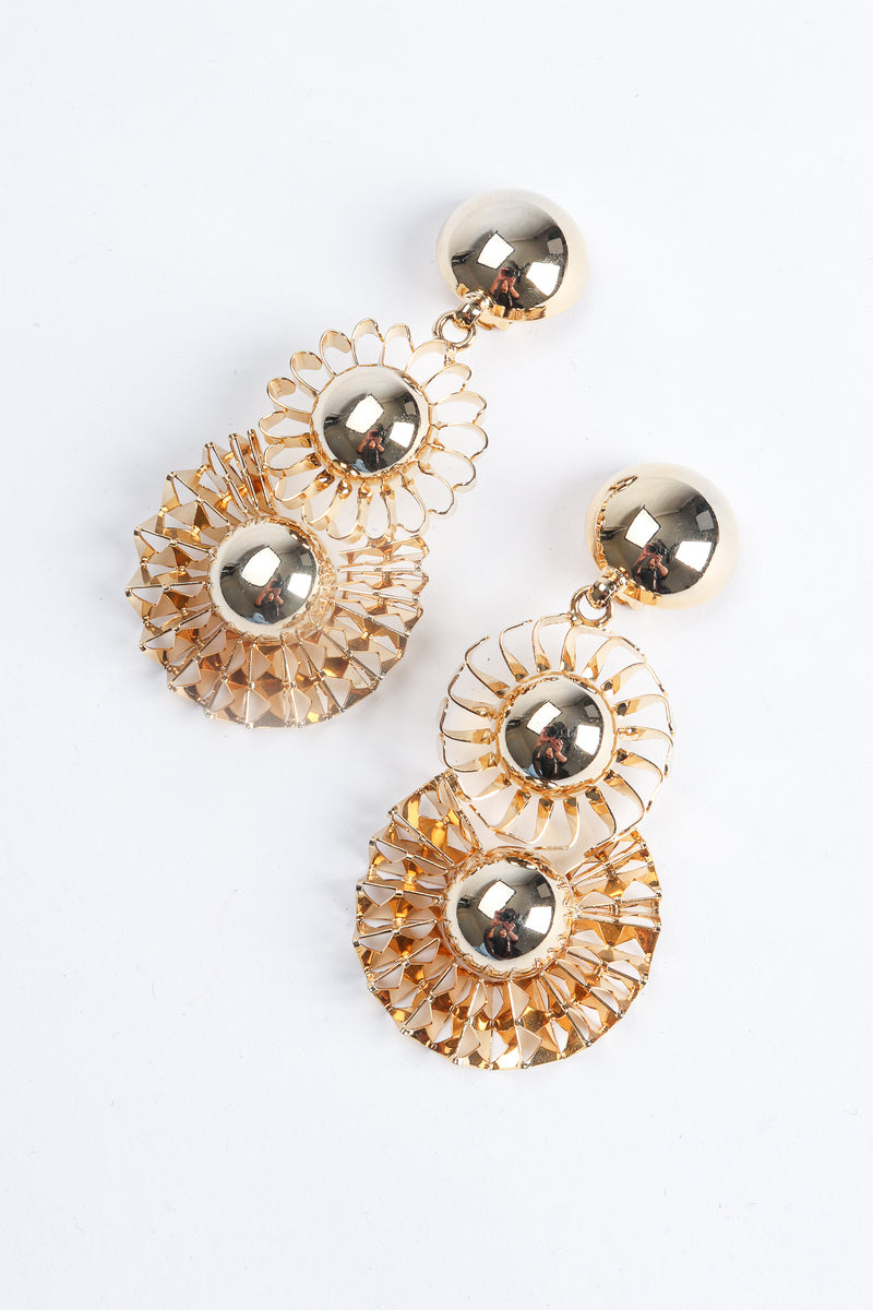 Vintage Gold Flower Pom Pom Drop Earrings at Recess Los Angeles
