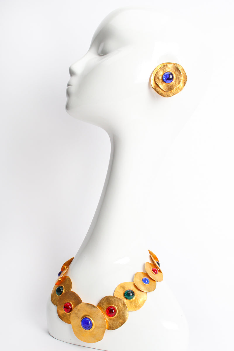 Vintage Modernist Disc Collar Necklace & Earring Set on Mannequin at Recess Los Angeles