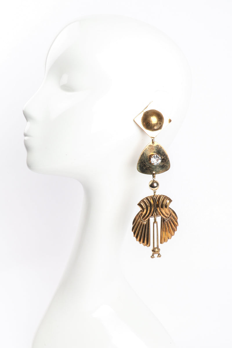 Vintage Fluted Wing Drop Earrings on Mannequin at Recess Los Angeles