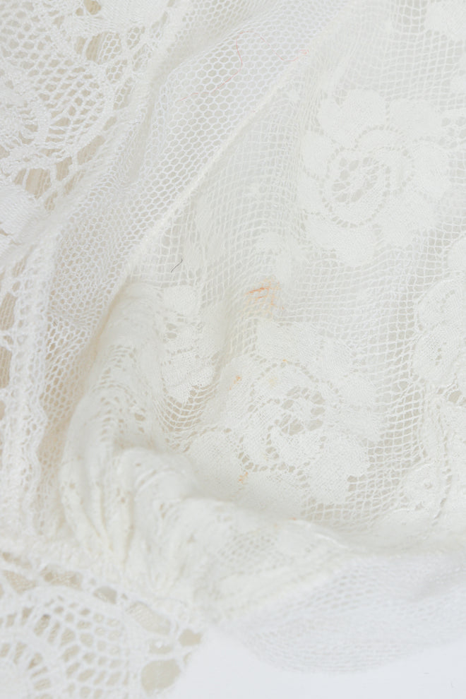 Vintage 1930s Sheer Lace Balloon Sleeve Wedding Bridal Dress Sleeve Stain at Recess LA