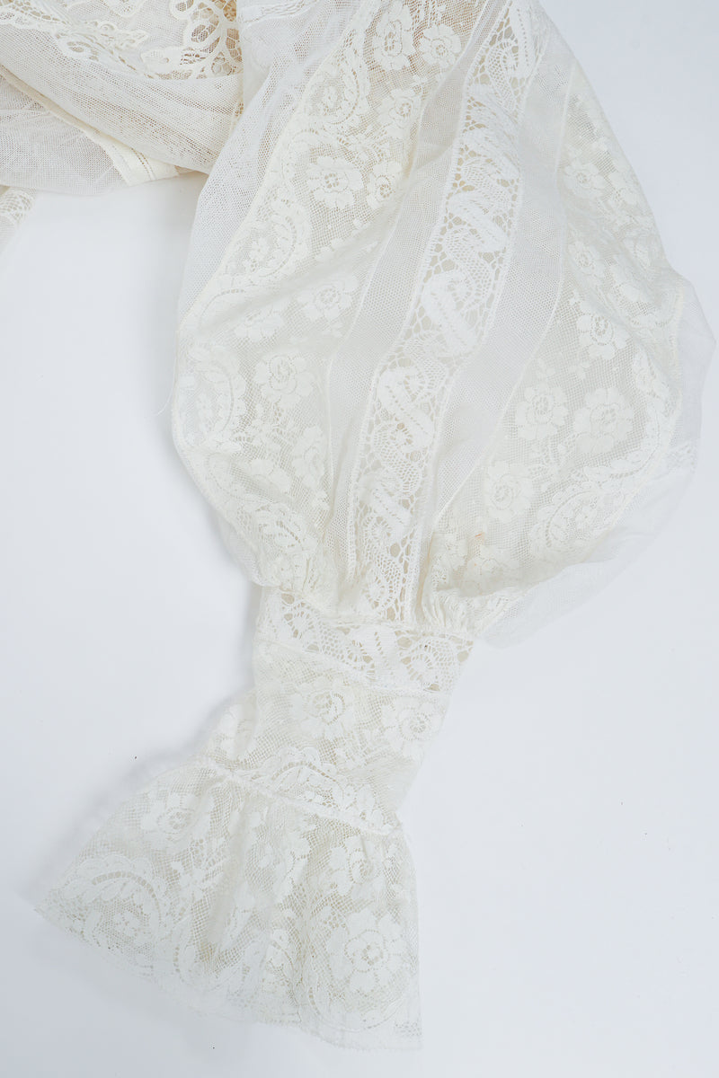Vintage 1930s Sheer Lace Balloon Sleeve Wedding Bridal Dress Sleeve Detail at Recess LA