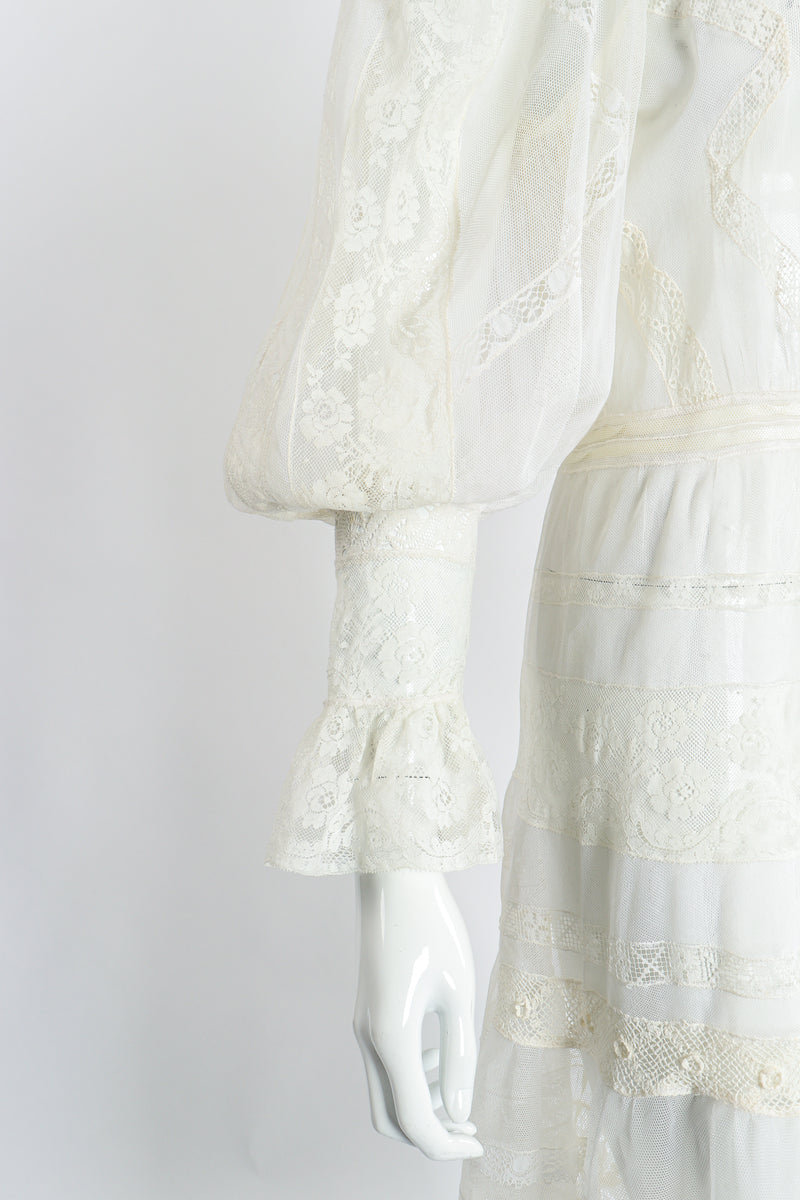 Vintage 1930s Sheer Lace Balloon Sleeve Dress Wedding on Mannequin Sleeve at Recess LA