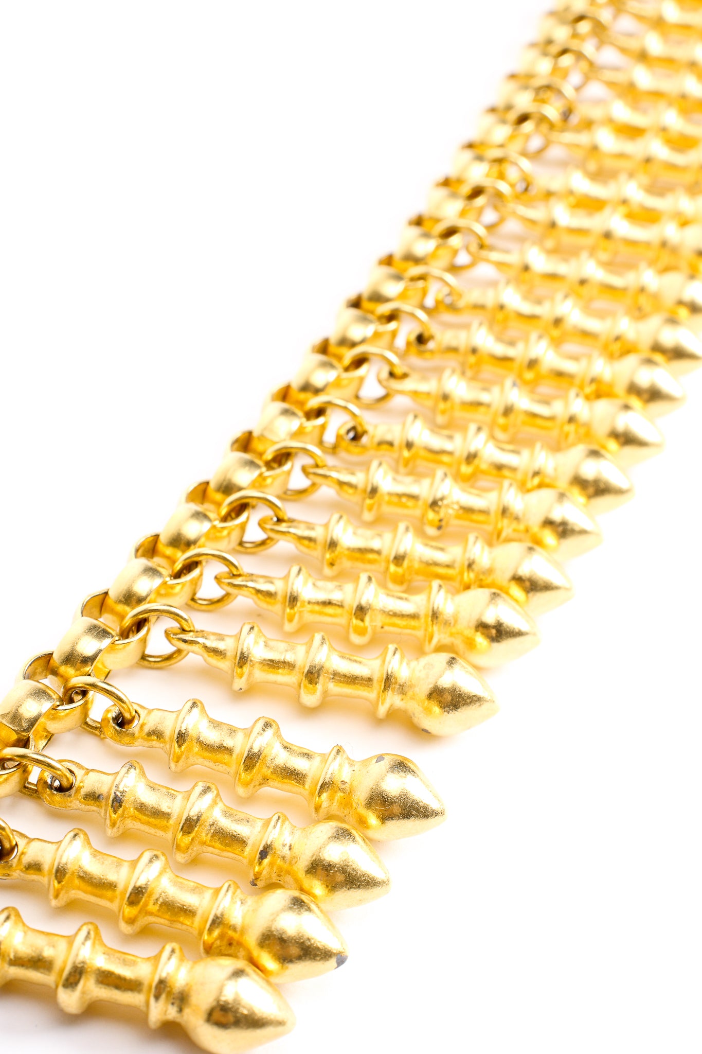 Vintage Matte Gold Waterfall Spike Collar Necklace detail at Recess Los Angeles