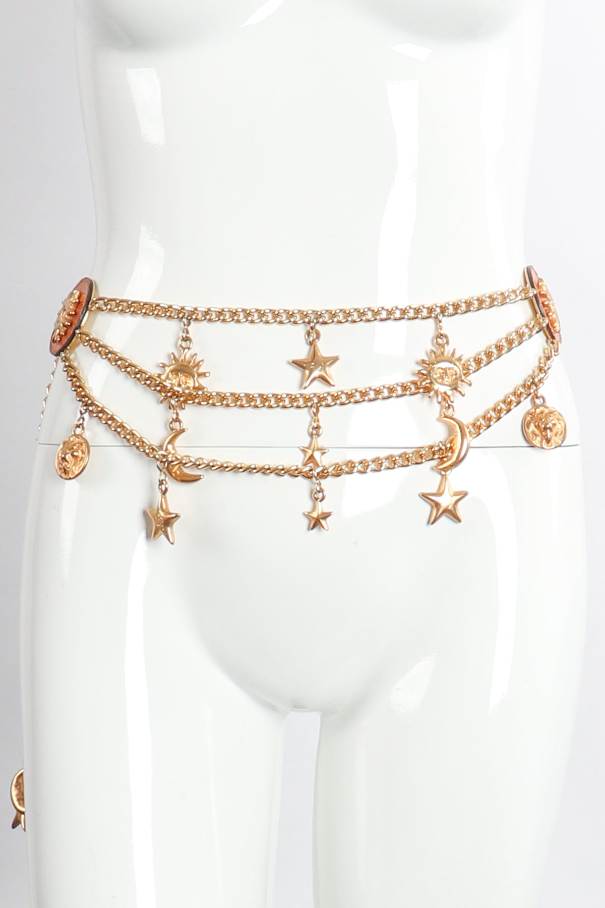 Vintage Gold Celestial Chain Belt Celestial Chain Belt, Wicca Whimsical Waist, Belt, Costume  main image 3