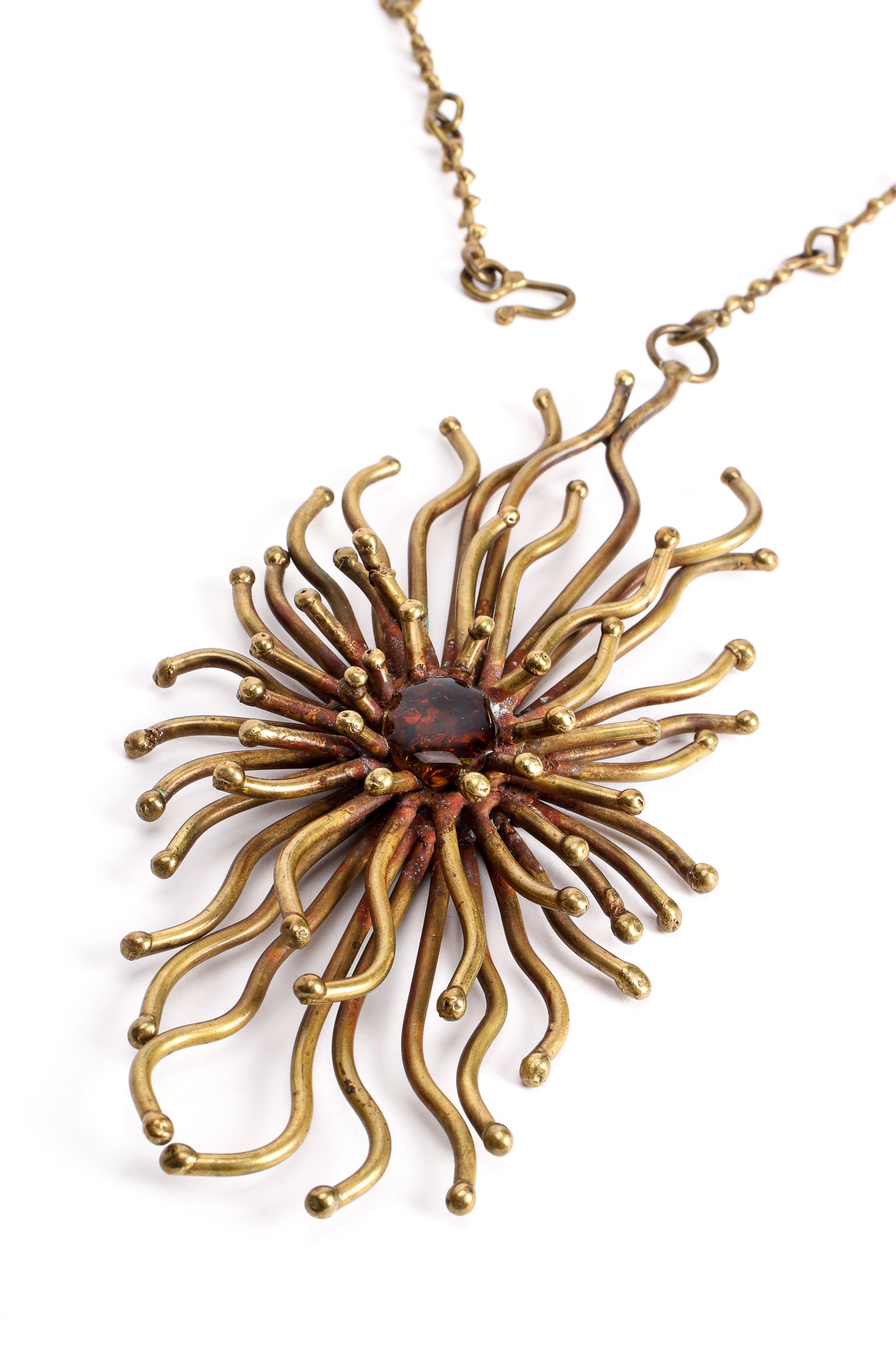 Vintage Unsigned Pal Kepenyes Brutalist Sunburst Pendant Necklace at Recess Los Angeles