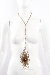 Vintage Unsigned Pal Kepenyes Brutalist Sunburst Pendant Necklace on mannequin at Recess Los Angeles