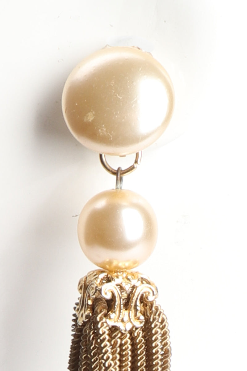 Vintage Pearl Chain Tassel Earrings wear to pearl at Recess Los Angeles