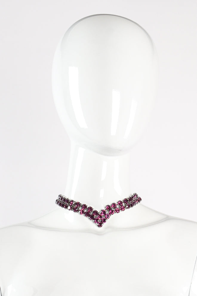 Vintage Amethyst Crystal Pointed Collar Necklace on mannequin at Recess Los Angeles