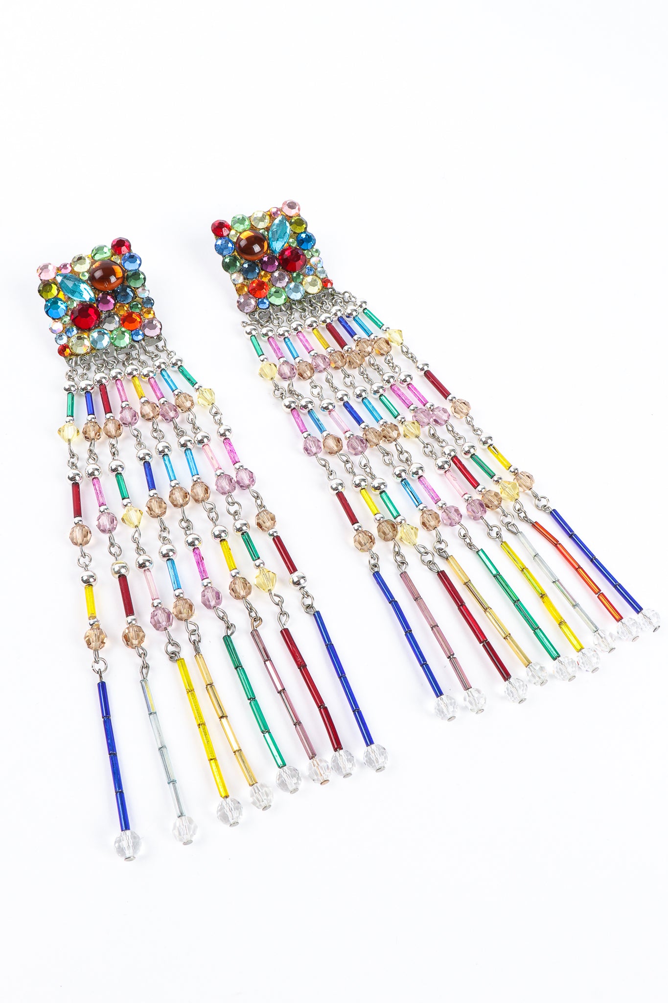Vintage Raonbow Confetti Glass Bead Fringe Earrings at Recess Los Angeles
