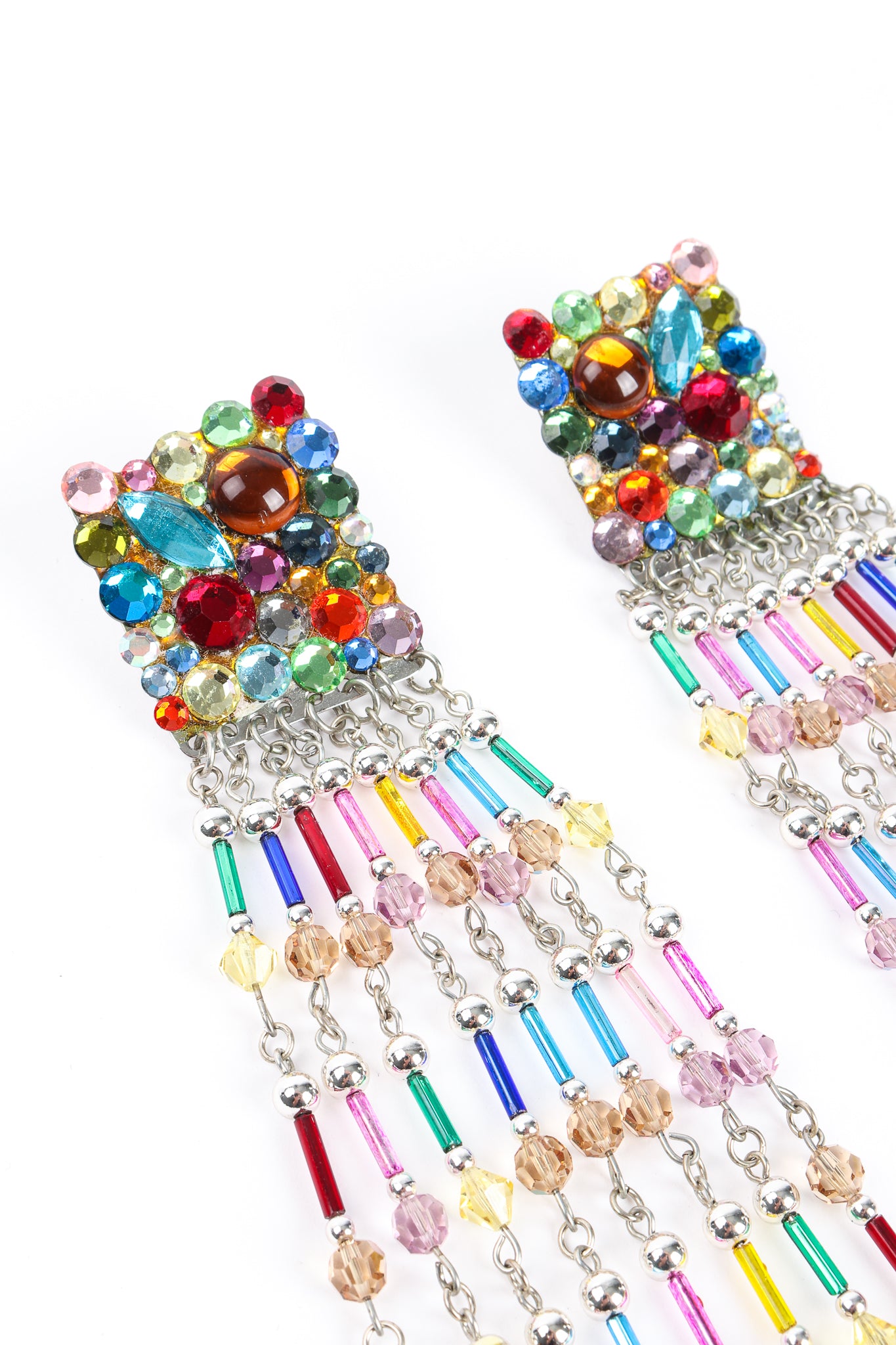 Vintage Confetti Glass Bead Fringe Earrings detail at Recess Los Angeles