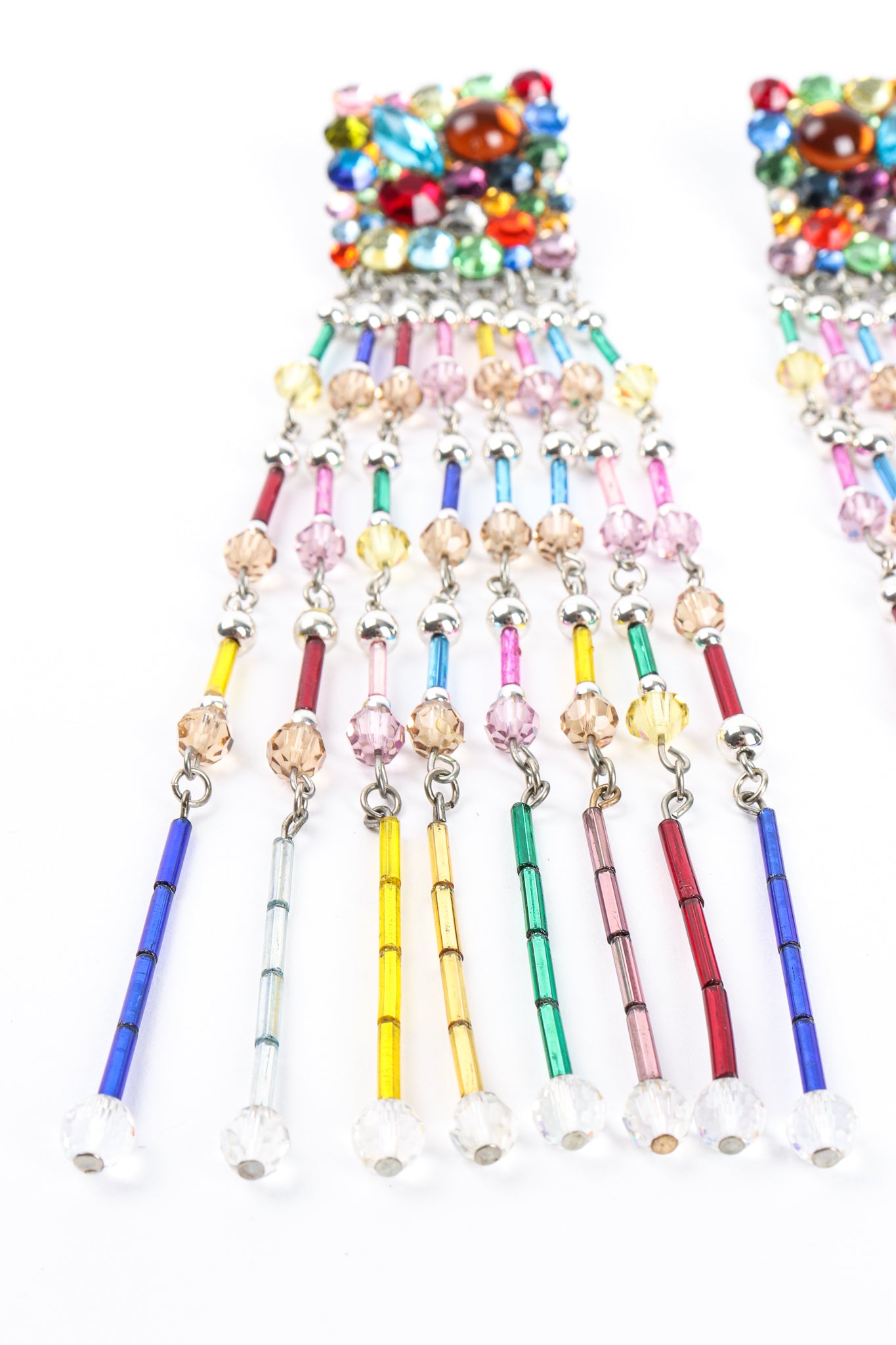 Vintage Confetti Glass Bead Fringe Earrings detail at Recess Los Angeles