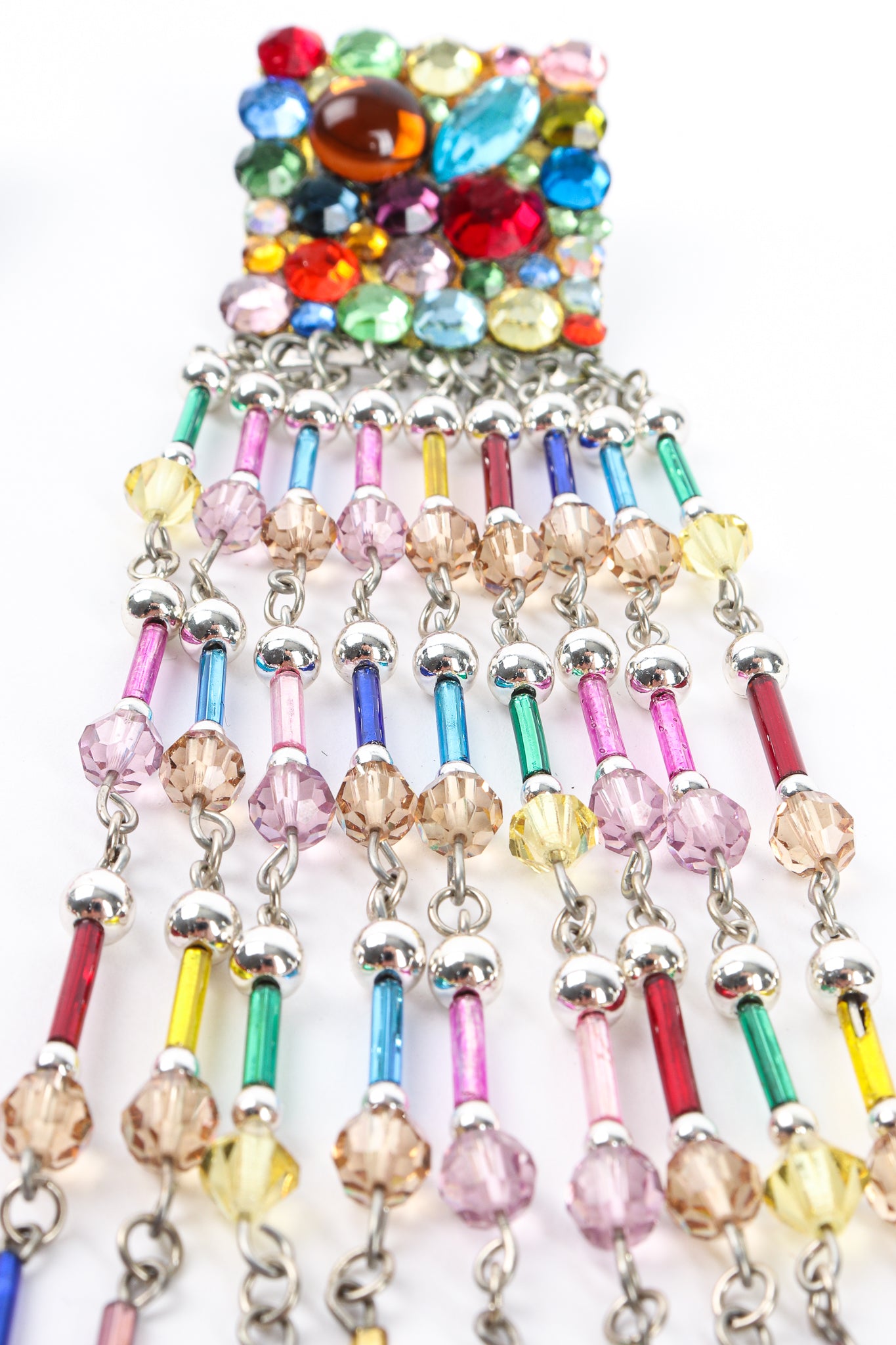 Vintage Confetti Glass Bead Fringe Earrings bead detail at Recess Los Angeles