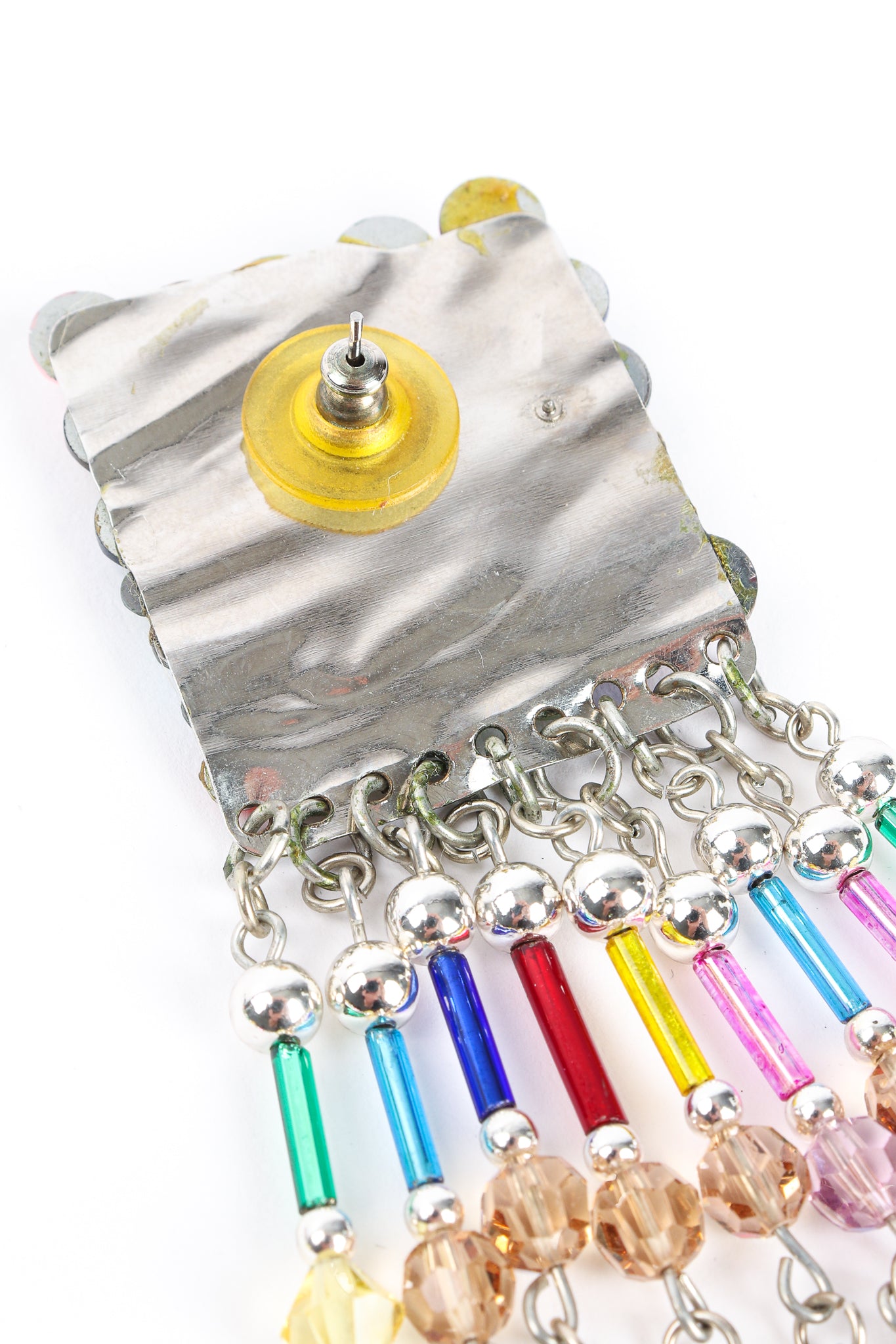 Vintage Confetti Glass Bead Fringe Earrings pierced back at Recess Los Angeles