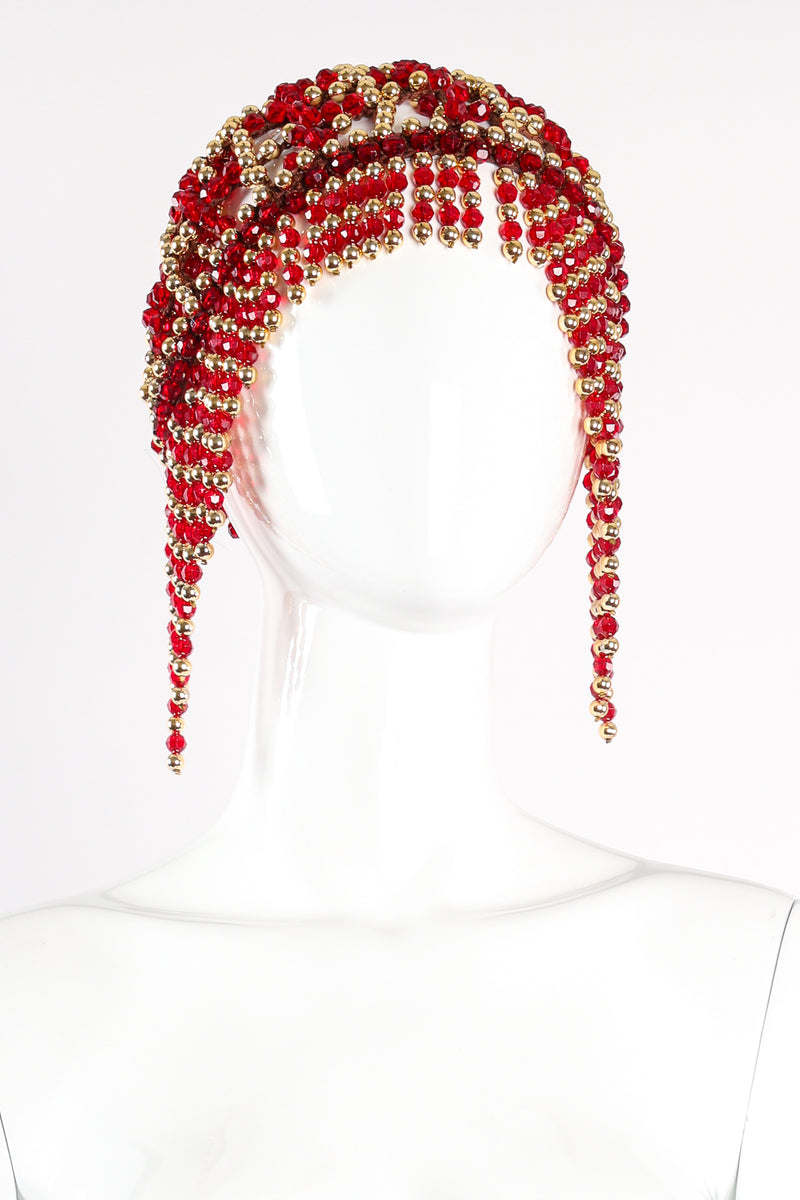 beaded head dress Beaded Egyptian Headpiece with Fringe