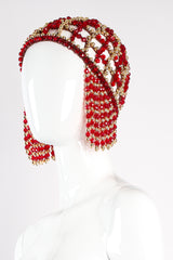 Vintage Beaded Fringe Headdress on mannequin reverse at Recess Los Angeles