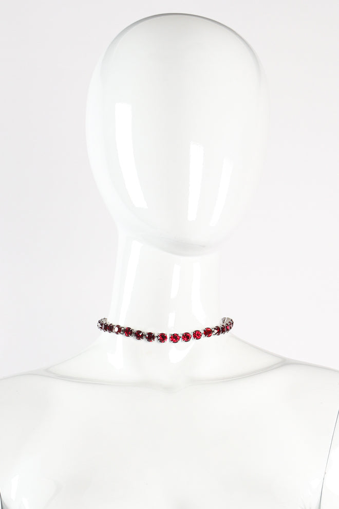 Vintage Ruby Strand Rhinestone Choker Necklace on mannequin at Recess Los Angeles