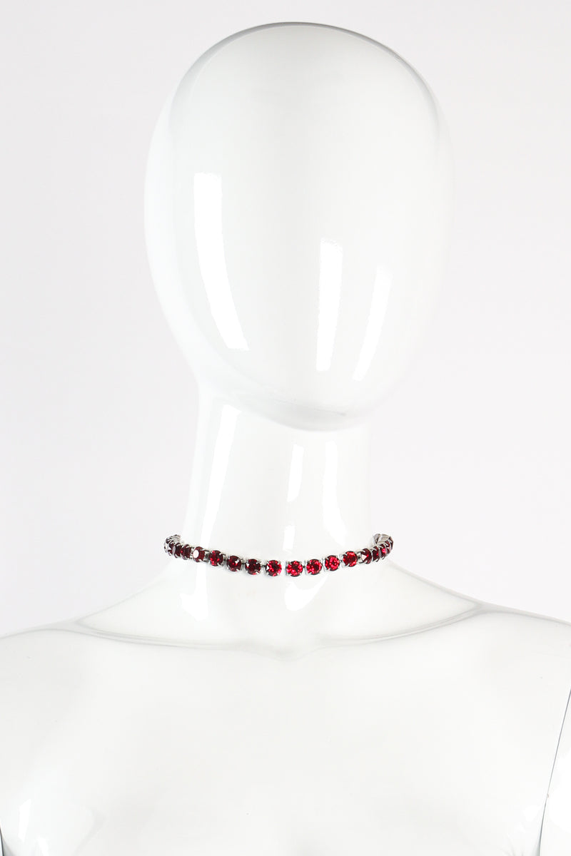 Vintage Ruby Strand Rhinestone Choker Necklace on mannequin at Recess Los Angeles