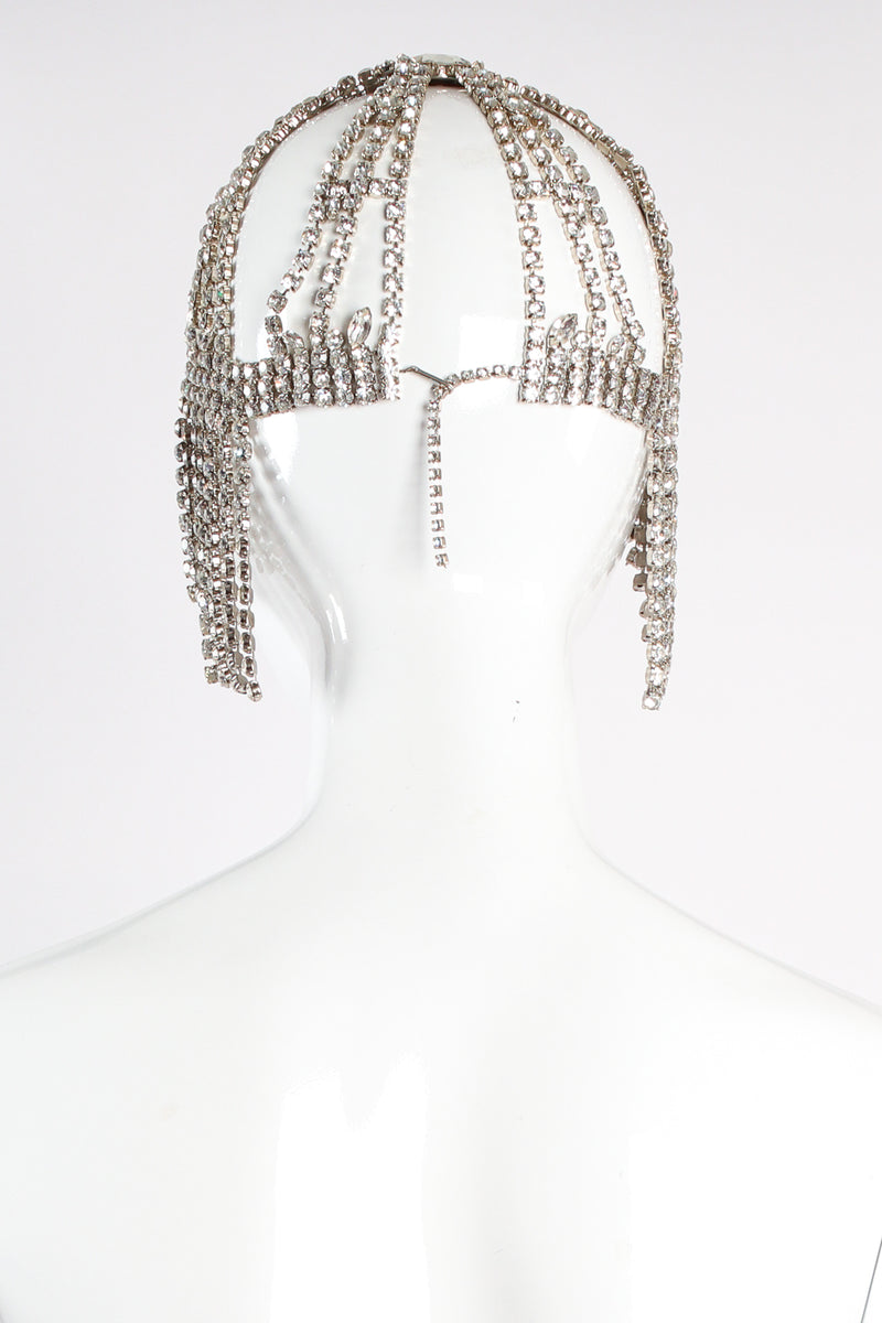 Vintage Crystal Rhinestone Fringe Headdress on mannequin back at Recess Los Angeles