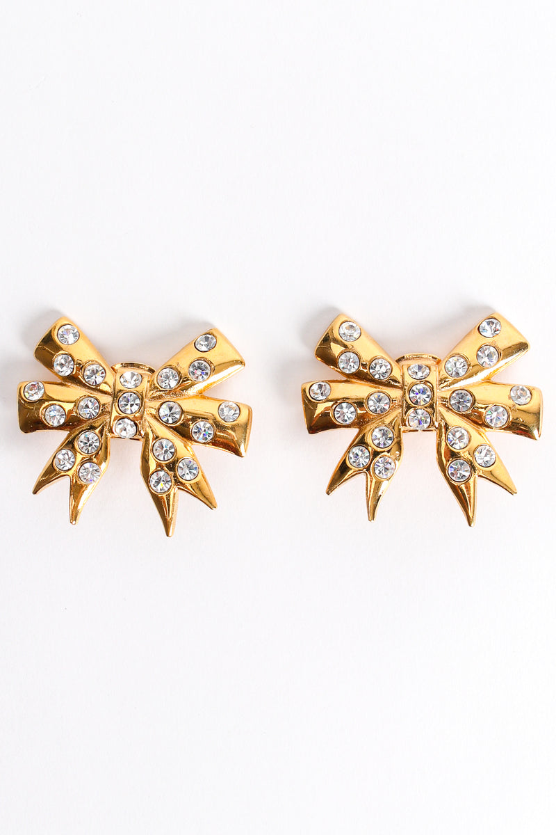 Vintage Unsigned William de Lillo Rhinestone Bow Earrings at Recess Los Angeles